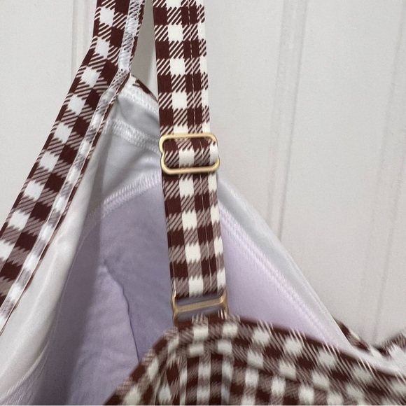 Brown and White Checkered  Gingham Swimsuit Dress Lands End - Picture 4 of 7